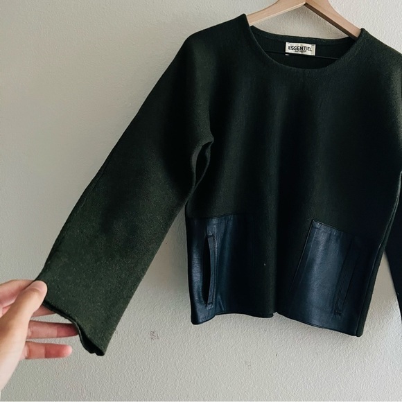 ESSENTIALS Women's Forrest Wool Blend Green Sweater Size Medium - Picture 5 of 7